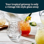 Libbey Tiki Split Glass Tumbler Set, Vintage-Style Quirky Drinking Glasses Set - Image 2