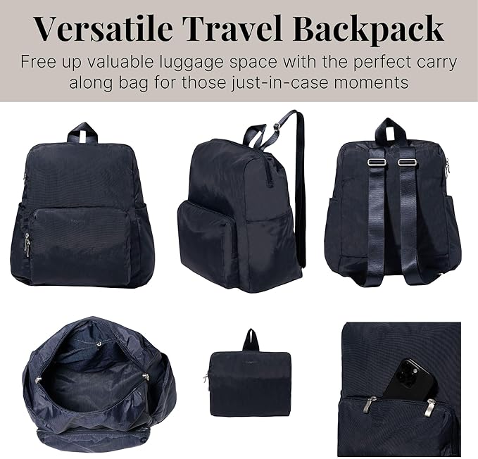 Baggallini Women's Carryall Packable Backpack, French Navy - Image 5