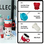 21oz Cute Bear Car Cup with Straw & Cap, Leak-Proof Portable Mug with Tea - Image 7