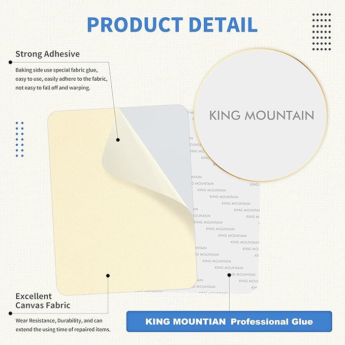 KING MOUNTAIN Canvas Repair Patch 5×8 Inch 8 Pcs Self-Adhesive Waterproof - Image 3