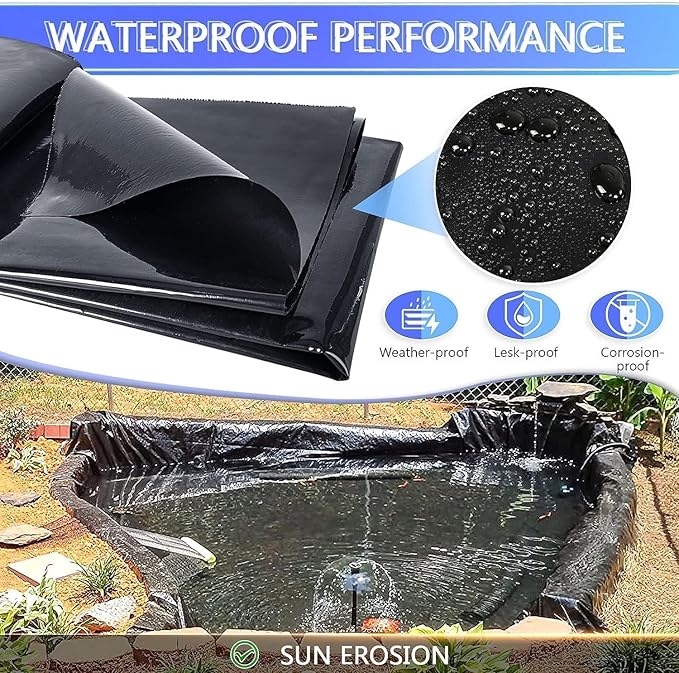 ToLanbbt Pond Liner 10 FT x 10 FT HDPE Pond Liners, 20 Mil UV Resistant - Image 4