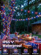 2 Pack 200 LED Red White and Blue Solar String Lights Outdoor Waterproof - Image 5