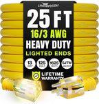 25ft Outdoor/Indoor Extension Cord 16/3 Gauge Heavy Duty 3 Prong SJTW, by LifeSupplyUSA