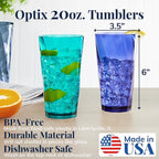 US Acrylic Optix Plastic Reusable Drinking Glasses 20oz Water Cups in Coastal - Image 2