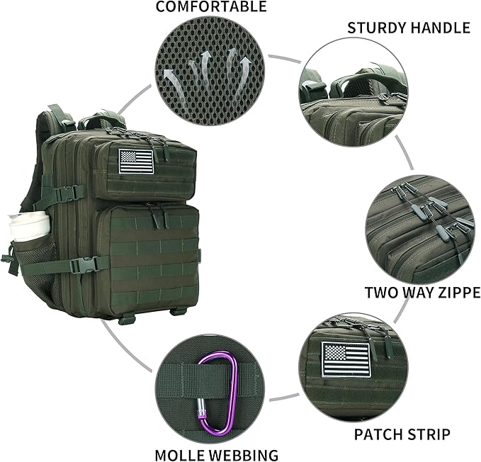 Lovelinks21 25L Military Tactical Backpack Small Assault Pack Molle Daypack - Image 4