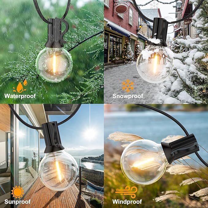GPATIO Outdoor String Lights, 25FT G40 Bulbs Shatterproof Patio Lights - Image 2