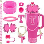 9PCS Hot Pink for Stanley Cup Accessories Set Bling Initials Bow Charms for by Unknown