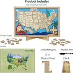 Wooden USA Landmark Travel Map, 16.5 x 11, 3-Layer Wood State Map Tracker Puzzle - Image 4