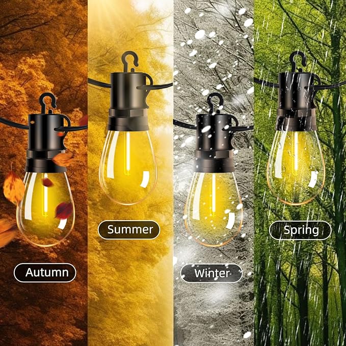 Outdoor Patio String Lights 100ft: S14 LED Shatterproof Bulbs 3 Modes Button - Image 6