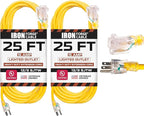 IRON FORGE CABLE 2 Pack of 25 Foot Outdoor Extension Cords by IronForgeCable