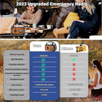 44400mWh/12000mAh Emergency Weather Radio, Hand Crank Radio Solar Radio - Image 2