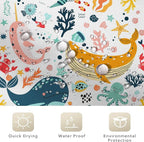 Kids Whale Shower Curtain, Funny Cute Ocean Fish Cartoon Sealife Under Sea - Image 4