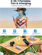 HandFan 5200mAh Handheld Fan Rechargeable, 20H Runtime Hand Fan, 3 Speeds - Image 2