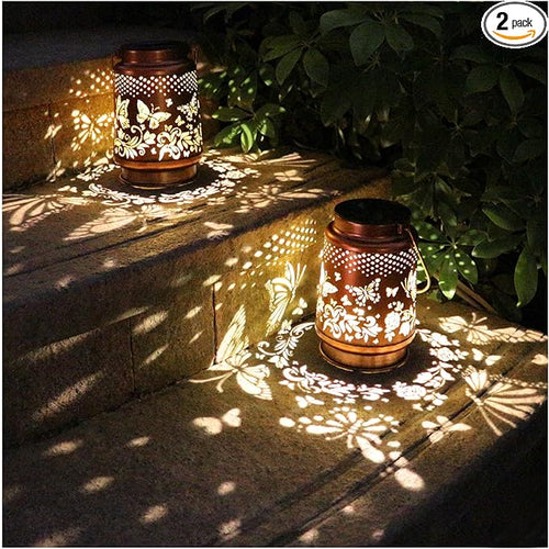 2 Pack Solar Butterfly Lanterns Outdoor Hanging Decor Lantern, Waterproof by AITENISEN