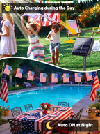 4th of July Decorations, Solar American Flag Lights Outdoor - Image 4