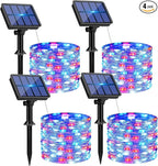 btfarm 4 Pack Red White and Blue Solar Fairy Lights, 4th of July Solar String by btfarmdecorativelighting