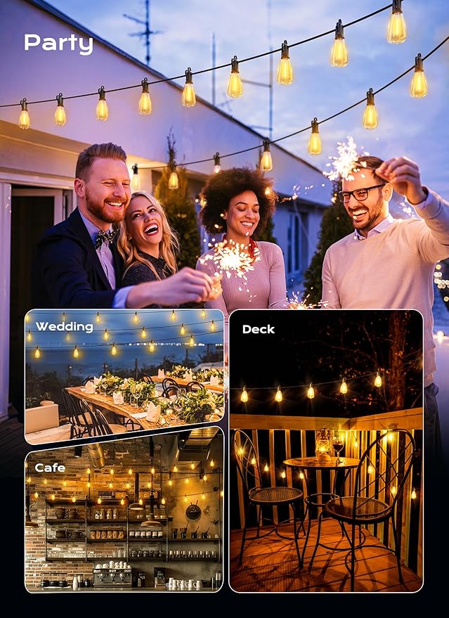 Brightown Outdoor String Lights, 75FT 22+2 LED ST38 LED Patio Lights - Image 6