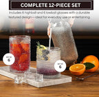 Khen Vintage Hobnail Drinking Glasses Set of 12, 13oz Highball Glasses & 10 oz - Image 3