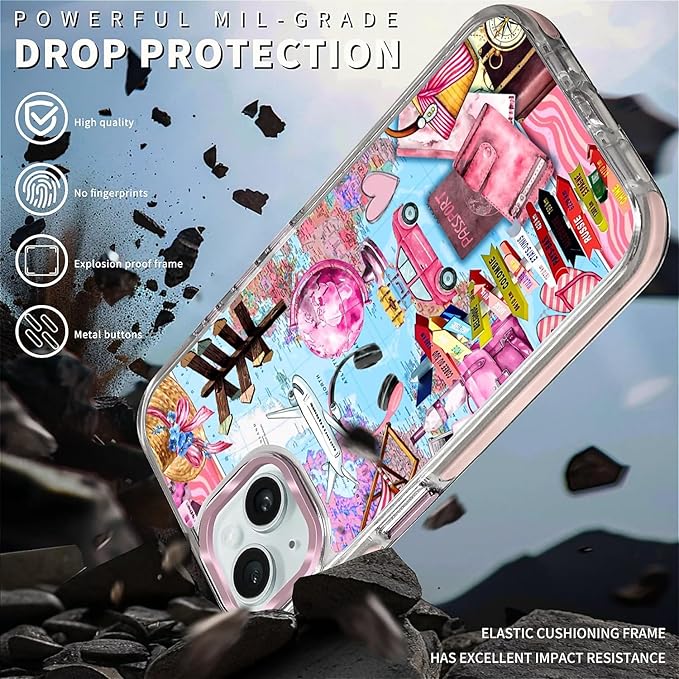 Case for iPhone 14 Plus/15 Plus, Cover Holiday Trip World Map Phone Case - Image 5