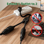 Elecan 3-Prong Y Splitter Power Extension Cord 2 Ft/2 Pack, 45-Degree Angled - Image 3