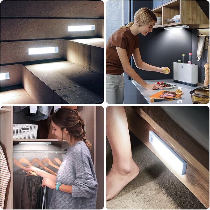 6 Pack Under Cabinet Lighting Wireless, 50 LED Rechargeable Battery Motion - Image 7