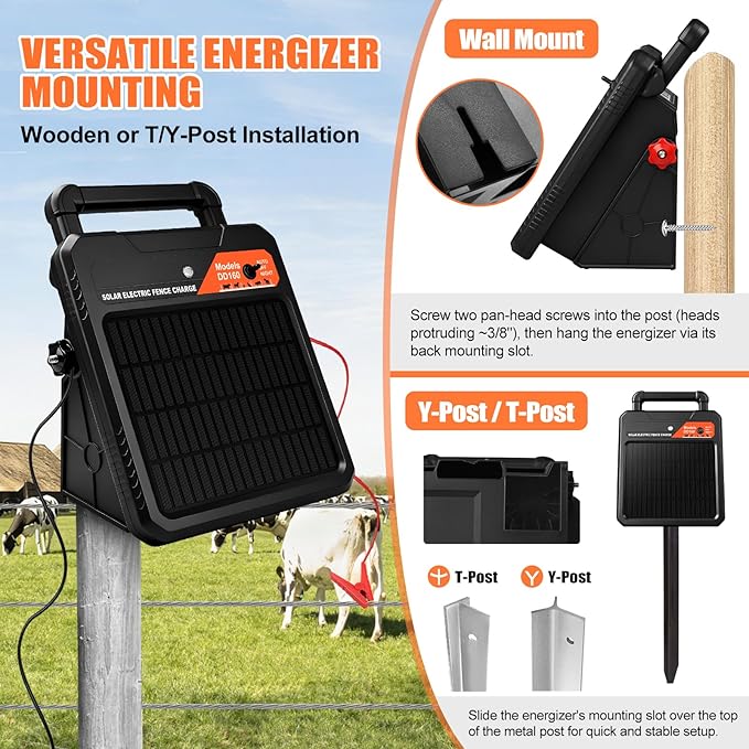 10 Miles Solar Electric Fence Charger 0.16J Portable Fence Energizer, Solar - Image 6