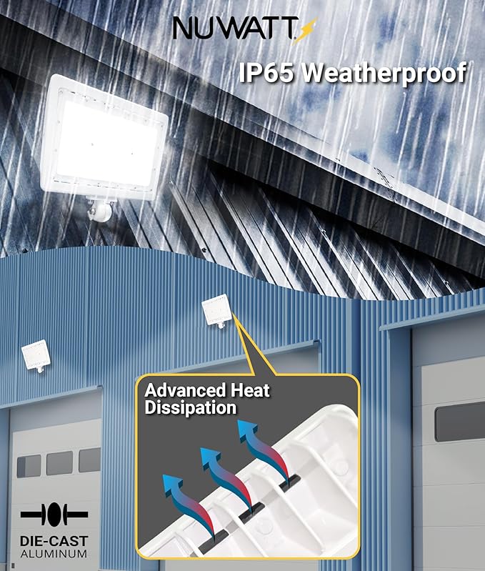 NUWATT 50W LED Flood Light, 3CCT 3000K/4000K/5000K Selectable, IP65 Waterproof - Image 3