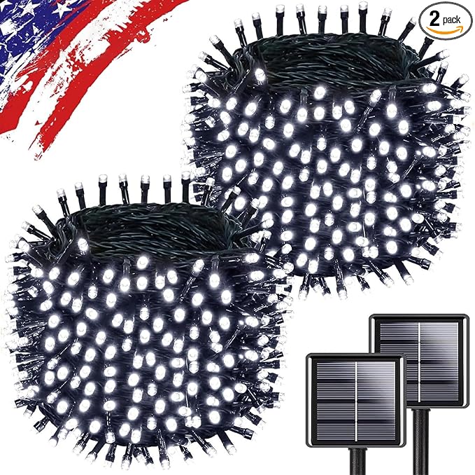 Upgrade 2Pack 500LED Solar String Lights by KAQ