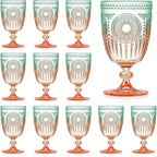 XUWAIDSGN 12Pcs Plastic Vintage Wine Glasses 13.5oz Reusable Embossed Goblet by XUWAIDSGN