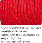 Dyneema Reflective Rope -2mm 400kg Fracture Strain - Image 3