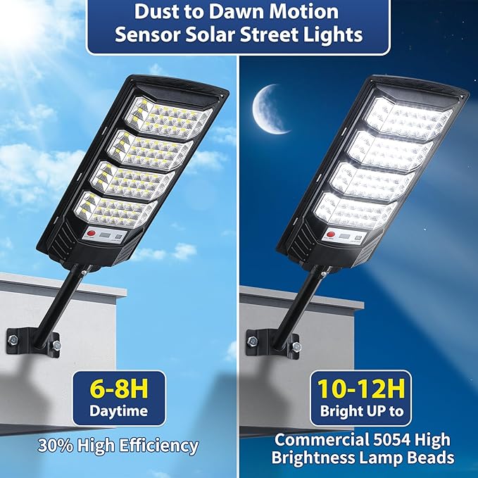 Yusist 6 Pack Solar Street Lights Outdoor Waterproof, 6500K LED Motion Sensor - Image 3