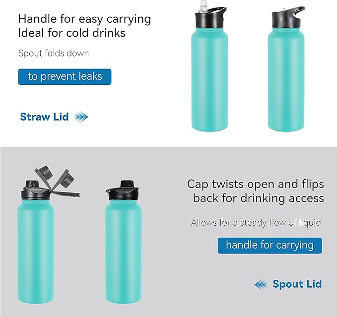 VEGOND 40 oz Insulated Water Bottle Bulk Stainless Steel Metal Water Bottles - Image 5