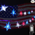 Twinkle Star 4th of July Decoration Lights, 100 LED 49FT Red White Blue Star by TwinkleStar