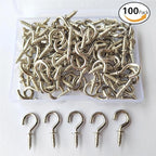 Set of 100 Nickel Plated Metallic Silver Cup Hooks Small Hooks, 1/2 Inch - Image 2