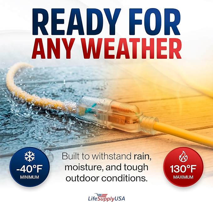 6ft Outdoor/Indoor Extension Cord 10/3 Gauge Ultra Heavy Duty 3 Prong SJTW - Image 5