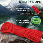 TECEUM Rope – 90 Feet x 3/8 Inch – Red – Strong All-Purpose Utility Rope – - Image 3