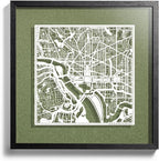 Washington D.C. Cut Map framed by O3 Design Studio, 18x18 inches, paper cutting by O3DESIGNSTUDIO