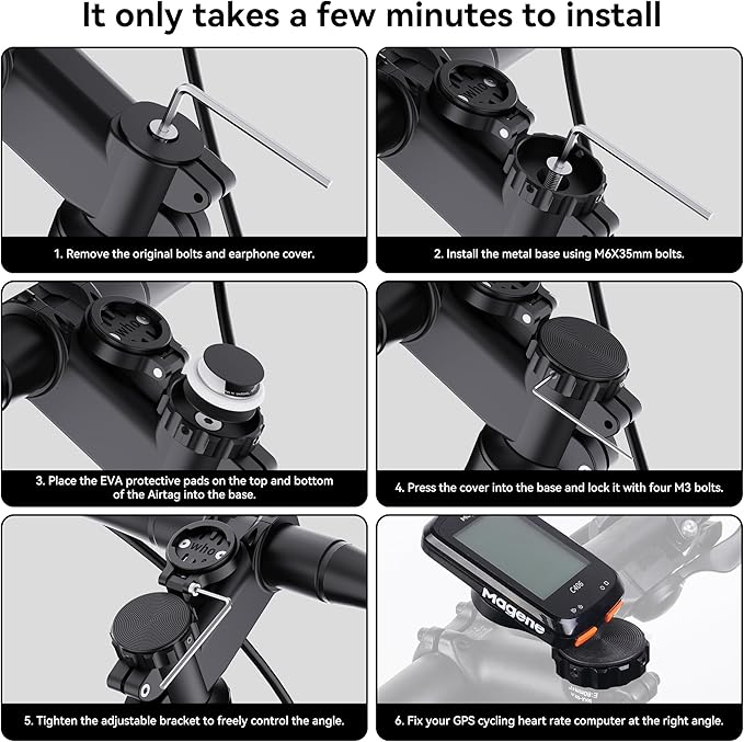 DDJ AirTag Bike Computer Mount, Hidden Stem Cap AirTag Holder Compatible - Image 9