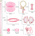 9PCS Pink for Stanley Cup Accessories Set Bling Initials Bow Charms for Stanley - Image 3
