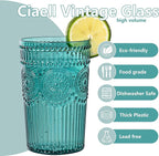 Ciaell 12 Pack Romantic Plastic Water Glasses - 14 Oz Green Vintage Drinking - Image 3