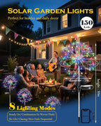 Solar Garden Lights Outdoor Yard Decorations, 8 Pack 150Leds Pathway Lights - Image 2