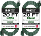 Iron Forge Cable 2 Pack Weatherproof 20 Ft Outdoor Extension Cord by IronForgeCable