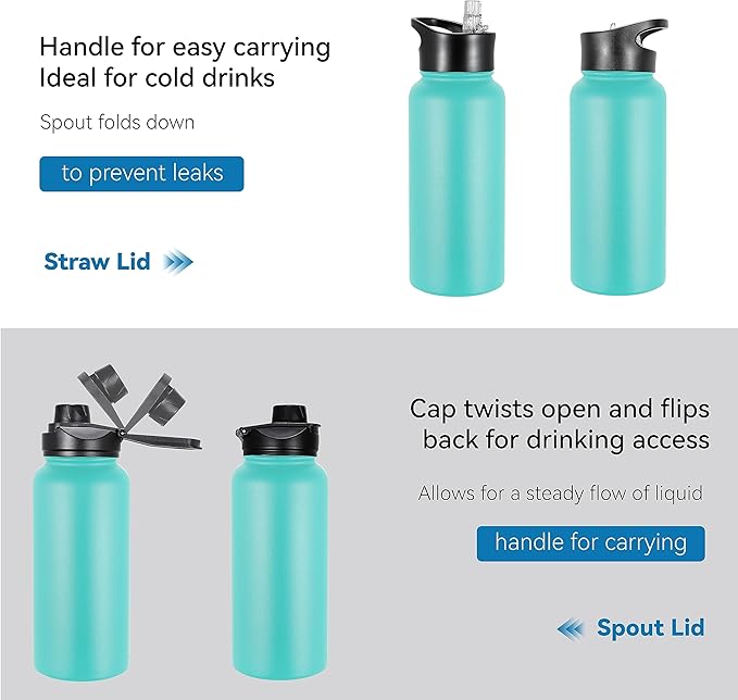 VEGOND 32 oz Insulated Water Bottle Stainless Steel Metal Water Bottles - Image 5