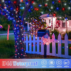 JMEXSUSS 2 Pack Red White and Blue Solar Lights 100LED 33ft Patriot Solar - Image 3