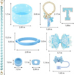 9PCS Blue for Stanley Cup Accessories Set Bling Initials Bow Charms for Stanley - Image 3