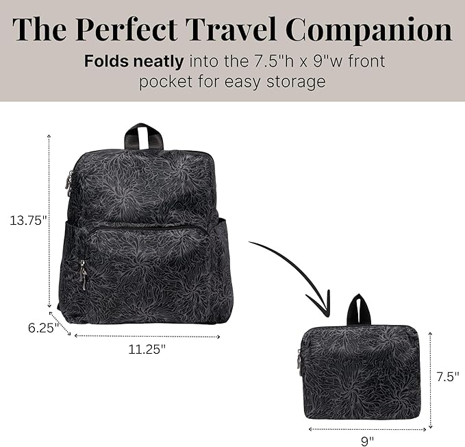 Baggallini Women's Carryall Packable Backpack, Midnight Blossom - Image 3