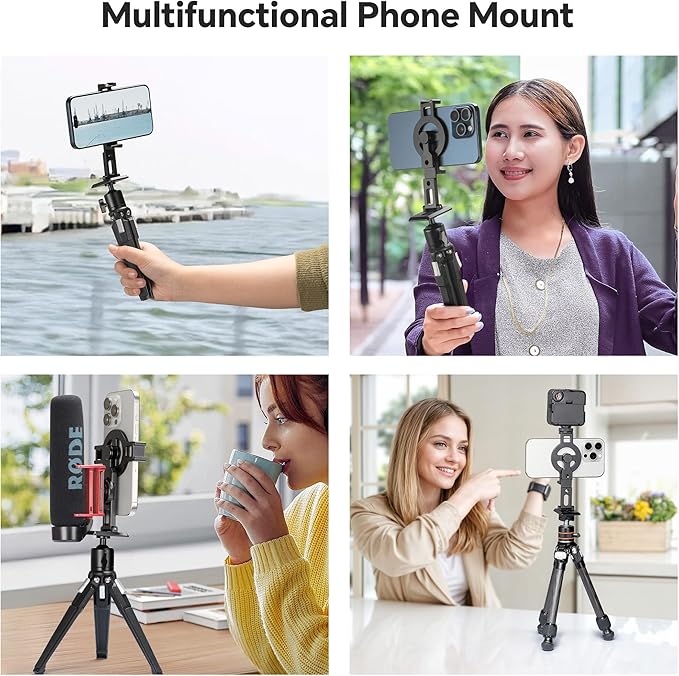 FANAUE Cell Phone Tripod Mount, Magnetic Aluminum Smartphone Stand Adapter - Image 7