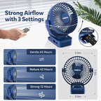 Clip on Fan 65 Hours Portable Desk Fan Rechargeable - Image 3