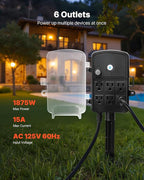 VEVOR Outdoor Power Stake Waterproof, 25 FT Extension Cord, Outdoor Power Strip - Image 2