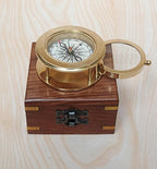 Vintage Brass Compass with Wooden Box – Antique Navigation Compass - Image 9